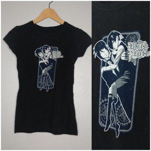 Black Butler Womens Small Black Anime Couple Short Sleeve Graphic Shirt Manga